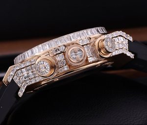 Iced Hip Hop VVS Moissanite Rose Gold Diamond Reloj personalizado de lujo Banda de aleación Movimiento de cuarzo Reloj de moda - Product Image 2