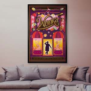 Modern Never Let Them Go-Wonka Poster on <b>Canvas</b> with Black Frame for <b>Wall</b> Decor - Product Image 1