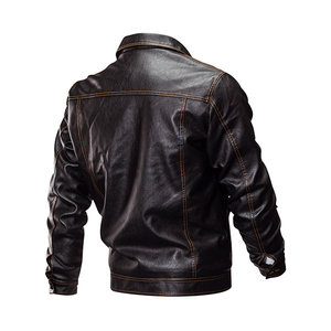 2024 vestes en cuir véritable de meilleure qualité pour hommes avec Logo de couleur personnalisé et design Washed Technics Zipper Jackets MS-LJ-08 - Product Image 2