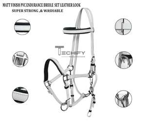 Conjunto de Brida Premium para Caballo Blanco con Pechopetral, Riendas y Cuerda de Amarre, Arnés de Cuero PVC Duradero para Entrenamiento y Equitación - Product Image 3