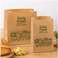 Sac en papier kraft brun imprimé sur mesure avec logo, fond carré, sac en papier SOS de qualité alimentaire pour l'emballage du pain de boulangerie