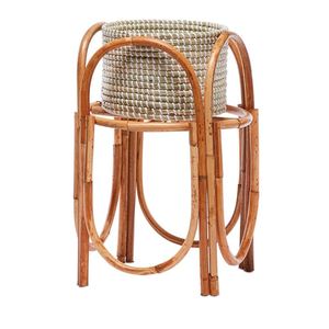 Jardinière en Fiber de jacinthe d'eau de légumes et pied rond en métal noir, support de plante tissé, jardinière intérieure et extérieure, couloir décoratif - Product Image 6