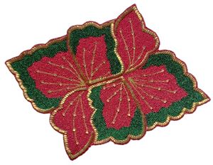 Winter Special Solidarity Impex Hand <b>Beaded</b> <b>Placemat</b> Red Green Butterfly Shape for Festive Weddings & Parties Solid Table Decor - Product Image 6