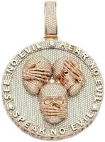 Pendentif pour homme en moissanite taille brillant 25 carats, plaqué or rose, argent sterling 925, style hip-hop classique, crâne Tishya, micro-diamants