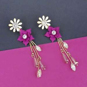 Urthn Floral Rose Plaqué Or Lustre Boucles D'oreilles 1315701B Mode Dangler Bijoux - Product Image 1