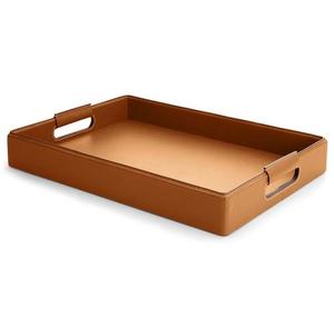 Plateau de service en cuir de luxe pour support multifonction avec construction artisanale et doublure lisse, parfait pour le bureau ou le comptoir de bar - Product Image 4