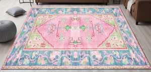 ชุดพรมขนแกะโอเช็คสีชมพู8x10โบราณพรมผูกปมมือพรมสำหรับใช้งานในห้องรับแขกหรูหรารถบ้านห้องน้ำทำจากผ้าไหม - Product Image 4