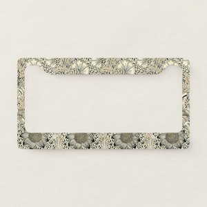 Marco de matrícula vintage de William Morris con diseño Corncockle en amarillo y negro - Product Image 1