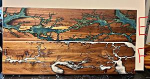 Estante rústico para cuchillos de cocina, soporte para cuchillos de madera montado en la pared con acabado de electro quemado para almacenamiento seguro y exhibición decorativa - Product Image 4