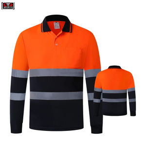 Reflect Hi Viz Polos de poliéster de manga larga Camisas de ropa de trabajo con rayas LED Flash Ropa de trabajo resistente Polos - Product Image 3