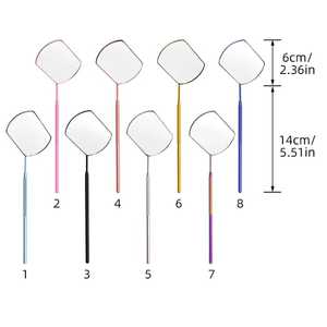 Poignée en acier inoxydable plaqué or simple face carré poche à main loupe outil de vérification extension de cils miroir maquillage - Product Image 3