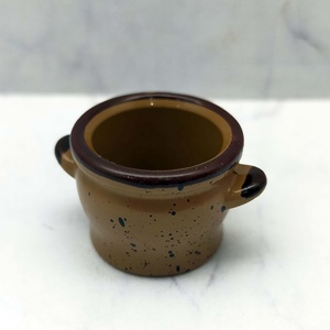 Pot en céramique miniature à l'échelle 1:12, mini-jardinière marron moucheté, décoration pour maison de poupée, cadeau pour les 14 ans et plus - Product Image 1
