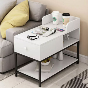 Minimalist Rubber Wood <b>Side</b> <b>Table</b> with Iron Frame Durable Tea <b>Table</b> for Living Room or Entry SST023 <b>Set</b> - Product Image 1