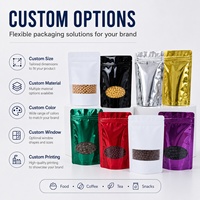 Sac en papier kraft blanc avec fermeture à glissière imprimée, pochette debout avec fenêtre mate pour voir le thé et le café, offre spéciale