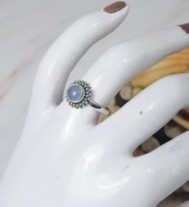 พลอยคาลซิโดนีสีน้ำเงินทำด้วยมือแหวนเงินสเตอร์ลิง925ทึบพร้อมพลอยธรรมชาติของขวัญ925แสตมป์งานแต่งงาน - Product Image 2