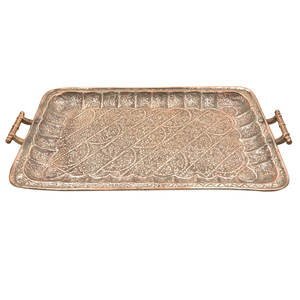 Plateau de service en métal au Design Simple, brillant et poli, vente en gros, finition Antique, fabriqué manuellement en inde - Product Image 2