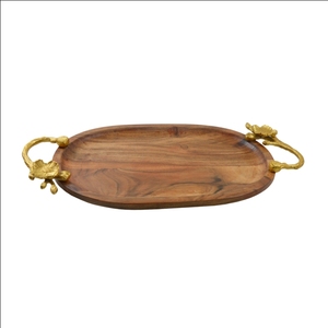 Plateau de service en bois Design, vente en gros, poignée en métal avec plateau en bois pour fête de mariage et plateau de service de Restaurant - Product Image 3