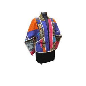 Women's Vintage Boho Hippie Kantha Embroidery Knitted Jacket Casual Cotton Hand Block Floral Printed <b>Quilted</b> Breathable Regular - Product Image 2