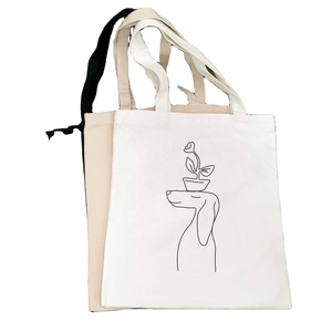 Vente en gros de sacs fourre-tout pliables en coton biologique logo imprimé personnalisé fermeture ouverte réutilisable gland vintage à la mode - Product Image 1