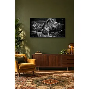 Impression sur toile Fida Lion et Lionesse sur les rochers - Product Image 1