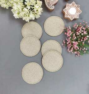 Posavasos con cuentas hechos a mano MS HANDICRAFT-Posavasos clásicos para bebidas Respaldo de poliéster (4x4 pulgadas) para regalos religiosos de Iglesia portátiles - Product Image 1