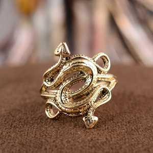 18K Gold Plated/Silver Brass Jewelry Antique Design Double <b>Head</b> Snake Serpent Ouroboros Ring <b>for</b> Party Women and <b>Men</b> - Product Image 4