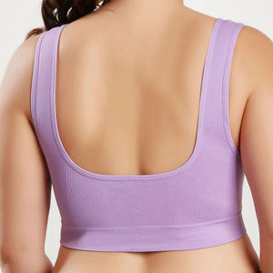 Diseño personalizado 2025 Ropa de mujer Sujetador deportivo Alta calidad Color púrpura claro Tejido elástico Secado rápido Sujetador deportivo para mujer - Product Image 2