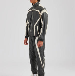 Prix de gros 2026 patchwork brodé jogging costume 100% polyester veste à fermeture éclair et pantalon en nylon survêtement ensemble coupe-vent - Product Image 2