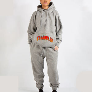 Nueva moda Casual con capucha ropa de calle sólida 100% algodón chándal de mujer personalizado 3D logotipo impreso cómodo en blanco - Product Image 1