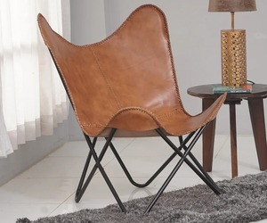 Silla de mariposa de cuero hecha a mano para el hogar, sala de estar, Hotel, fácil de relajar, antiguo, rústico, moderno, madera, construcción de Metal, sofá cama - Product Image 3