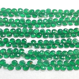 Onyx vert Briolette à facettes en forme de coeur perles de pierre pierre naturelle pour bijoux - Product Image 3