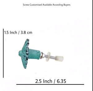 Boutons de fleurs industriels en fonte Aqua Distressed Poignées de tiroirs d'exportation de qualité pour cuisine chambre entrepôt métal - Product Image 3