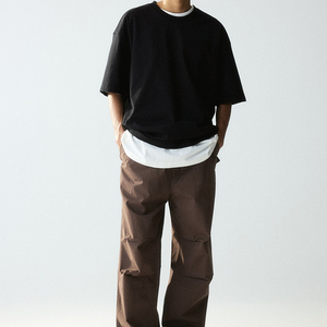 Negro sólido liso algodón Trapstar camiseta Hip Hop diseño ropa de hombre verano camiseta conjunto - Product Image 1