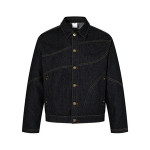 Veste en jean brut pour homme de qualité supérieure, tissu en denim de coton rigide de haute qualité, coupe classique, style minimaliste et épuré, coutures solides - Product Image 3