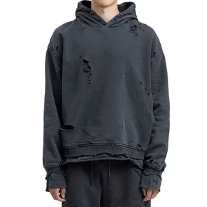 Vente en gros de sweatshirts à capuche délavés personnalisés surdimensionnés de haute qualité sweatshirts en éponge française sweatshirts à capuche vintage pour hommes - Product Image 1