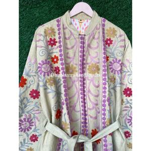 Unisex Winter Coat Bathrobes Suzani Embroidered Cotton <b>Jacket</b> Belt Handmade Thermal Sleepwear Boho <b>Hippie</b> Kimono Robe Plus Size - Product Image 3