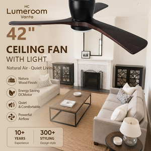 USA In Stock Modern 42 Inch Wood <b>Ceiling</b> Fan with <b>Light</b> 3 Solid Wood Blades Quiet DC Motor for Bedroom Living Room - Product Image 1