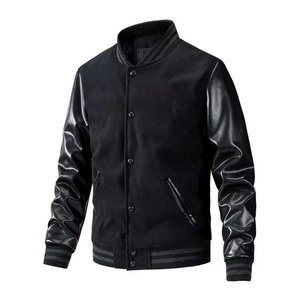 Winter Custom <b>Leather</b> Streetwear <b>Long</b> Sleeve <b>Jacket</b> Plus Size Men Baseball Bomber CollegeBaseballjacket for men DDP Shipping - Product Image 1