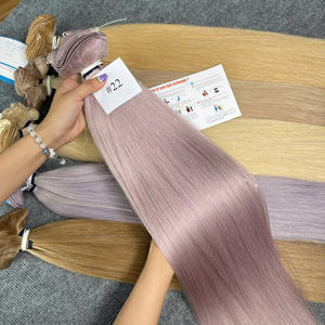Vente en gros 100% extensions de cheveux humains Remy cuticules alignés cheveux de trame attachés à la main dans un style droit - Product Image 1