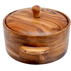 Boîte de rangement pour roti et chapati avec couvercle pour la maison, les hôtels, les restaurants, boîte de service en bois finition naturelle, boîte élégante et pot - Product Image 3