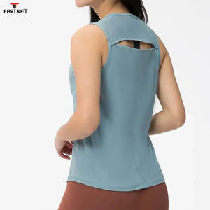 Nuevo diseño de las señoras camiseta sin mangas de color sólido chaleco sin mangas Slim Fit Yoga mujeres moda correr camisetas sin mangas - Product Image 3