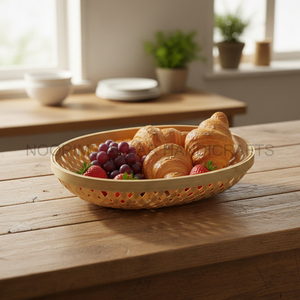 Oval Natural <b>Bamboo</b> <b>Basket</b> Handmade Design for Serving or Storage Multi Purpose Home Utility Bulk Supplier Factory Exporter - Product Image 4