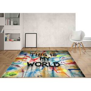 Tapis imprimé graffiti : Tapis My World avec fonction antidérapante, tapis à poils doux - Product Image 5