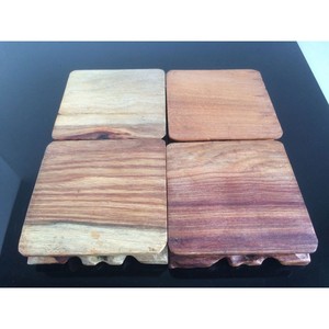 Sous-verres en bois MDF uni 100mm 10cm ébauches d'artisanat cercle Acacia sous-verre en bois massif avec support tapis d'isolation - Product Image 2