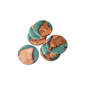 Juego de posavasos de madera Natural y resina hechos a mano, alfombrilla redonda de madera Burl única para tazas de té para decoración del hogar y accesorios de Bar - Product Image 1