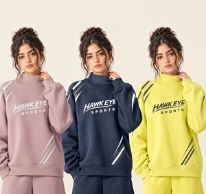 เสื้อสเวตเชิ้ตคอเต่าปักลายพรีเมียมสำหรับผู้หญิงไซส์พลัส ผ้าฟลีซคอตตอนเนื้อนุ่มใส่สบายทรงโอเวอร์ไซส์ - Product Image 1