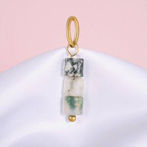 925 plata esterlina Christian Heishi musgo ágata piedras preciosas cuentas encanto colgante collar-hacer joyería - Product Image 1