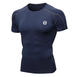 Nouvelle collection de t-shirts de sport compressifs pour hommes, tricotés en élasthanne/polyester, manches courtes, respirants, séchage rapide, écologiques - Product Image 4