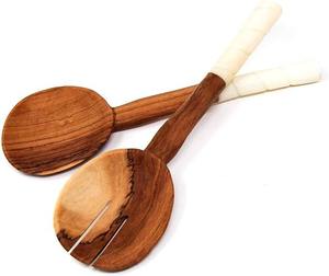 Cuillère en bois d'acacia avec manche en résine, prix bas, finition artisanale, artisanat artisanal, cuillère à servir en bois naturel et résine - Product Image 3