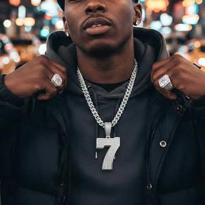 สร้อยคอจี้หมายเลข 7 ทำจากเงินแท้ 925 |   เครื่องประดับฮิปฮอปแบบตัวเลขประดับเพชร - Product Image 1